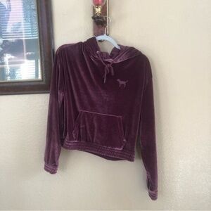 Pink Victoria Secret Velvet Hooded Sweater Size Small